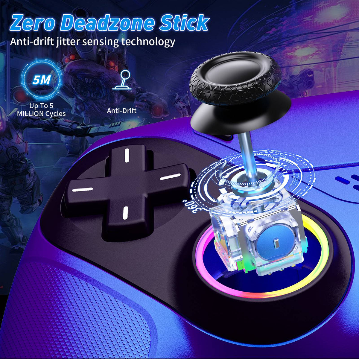 Controller for Playstation 5/PS5/PS5 Pro/Slim/PC,Wireless Gamepads RGB Joystick Turbo/Marco Program Dual Vibrate Game Controle