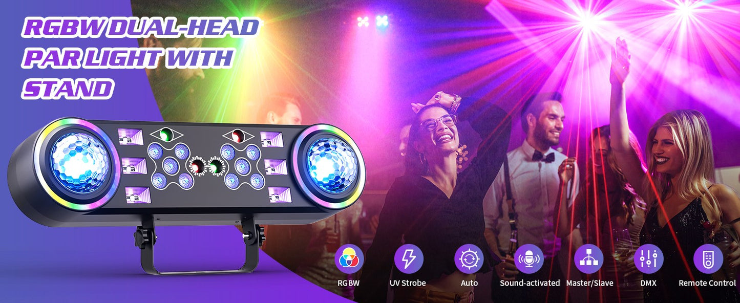 80W 7in1 RGBW LED Effect Lights Bracket Lights W/Bag Magic Ball Lights Remote Control Stage Lighting for DJ Disco Party Theater