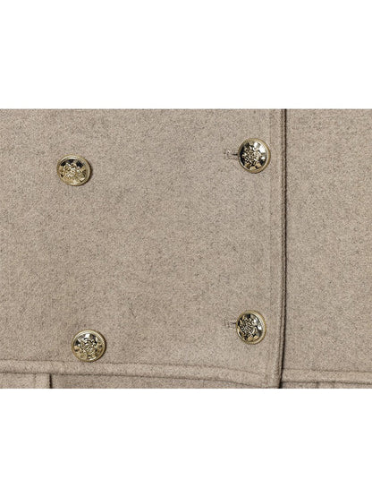 TFMLN 2025 Autumn Winter Women New Lapel Woolen Jacket Fashion Slim Fit Long Sleeved Double Breasted Ladies Casual Overcoat