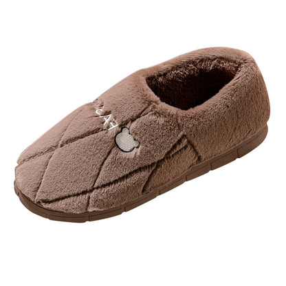 Men Casual Soft Fur Furry Couples Warm Home Baotou Plush Soft Bottom Comfortable Solid Color Men Winter Cotton Slippers  ???