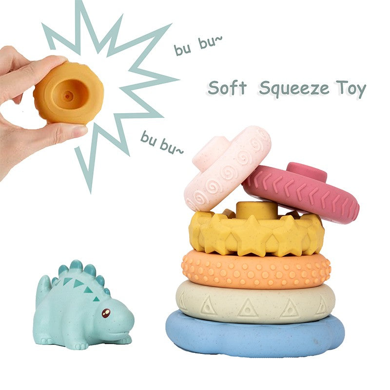 Stacking Nesting Baby Montessori Toys Set Cute Dinosaur Stacking Tower Educational Learning Toys Babies Gift for Boys Girls