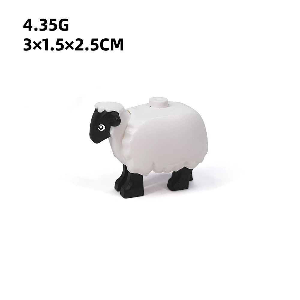 MOC City Animal Bloco de Construção Rua Vista Fazenda Pasto Campo Ovelha Caxemira Longa Cena de Zoológico Acessórios para Animais de Estimação Tijolos Brinquedos Amigos