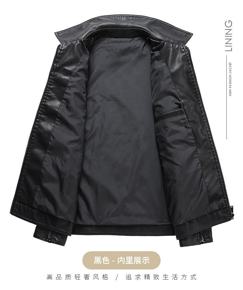 Mens Vintage Faux Leather Outwear Leather Jacket Motorcycle Black Biker Jackets Casual Lightweight Men PU Zipper Moto Outwear