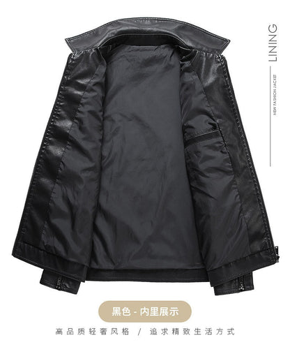 Mens Vintage Faux Leather Outwear Leather Jacket Motorcycle Black Biker Jackets Casual Lightweight Men PU Zipper Moto Outwear
