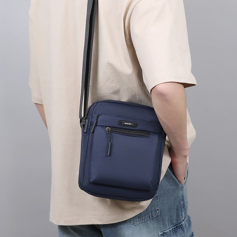 Men's Multifunctional Shoulder Bag Water-Resistant Briefcase Durable Oxford Cloth Business Tote with Multiple Compartments