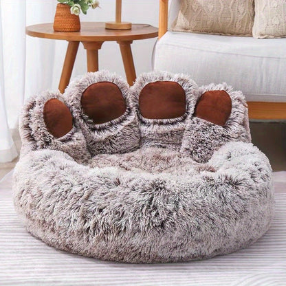 Dog Bed Cat Pet Sofa Cute Bear Paw Shape Comfortable Cozy Pet Sleeping Beds For Small Medium Large Soft Fluffy Cushion Dog Bed