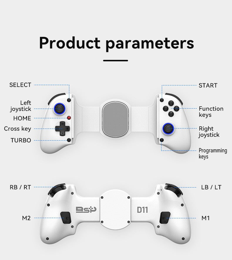 D11 Stretchable Game Controller Hall Trigger Supports Android Phone/Switch/PC/iOS/ Streaming Controller