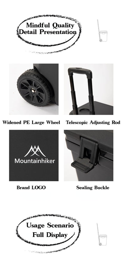 Refrigerador Externo MOUNTAINHIKER 36L com Rodas e Carrinho Incubadora Portátil Caixa Térmica Churrasco Carro Polia Caixa Térmica Caixa Refrigeradora