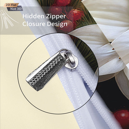 3pcs Christmas red floral print coreless duvet cover set multi size bedroom bedding holiday decoration soft  machine washable