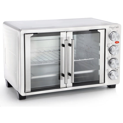 30 Quart Electric Toaster Oven French Door Multi-Function Kitchen Appliance 1500W 60 Minute Timer Adjustable Temperature Bake