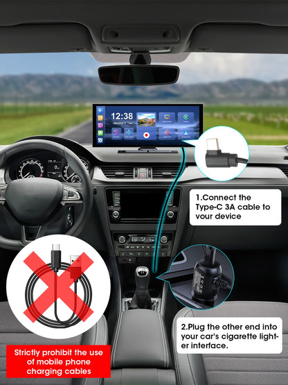 Develuck NEW 11.26 inch 4K DVR Wireless CarPlay and Android Auto Portable Dash Cam Car Screen Video Recorder 5G WIFI Navigation