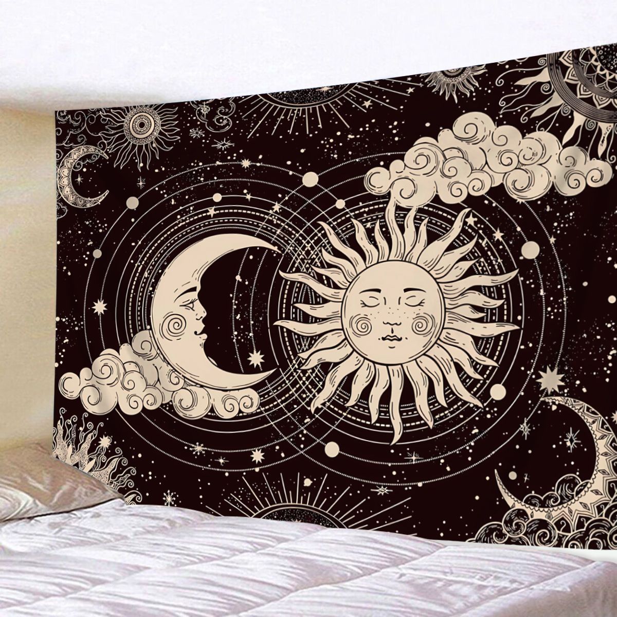 1pc Bohemian Mandala Tapestry, Retro Plant Flower psychedelic Tapestry, Hippie Style Room Decoration Wall Hanging