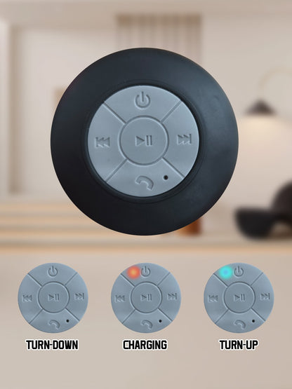 Waterproof Bluetooth Speaker with Colorful LED Lights, Strong Suction Cup & Phone Holder, Portable Mini Speaker for Outdoor/Show