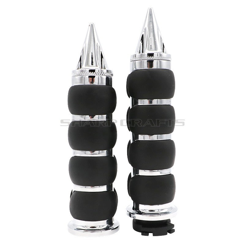 1" 25mm & 7/8'' 22mm Billet Rubber Flame Spike Hand Grips For Harley Honda Kawasaki Suzuki Yamaha  Bikes Cruiser Chopper Custom