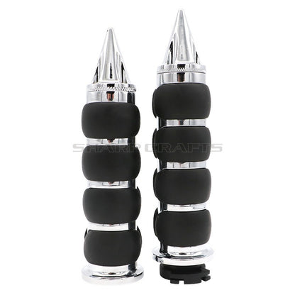 1" 25mm & 7/8'' 22mm Billet Rubber Flame Spike Hand Grips For Harley Honda Kawasaki Suzuki Yamaha  Bikes Cruiser Chopper Custom