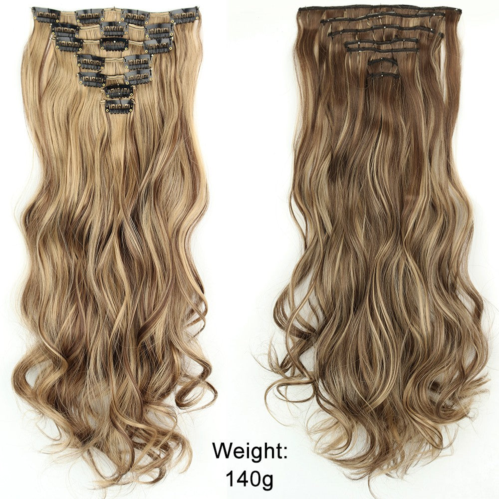 Cabelo Liso Comprido 16 Clipes 7 Pçs/Conjunto de Apliques de Cabelo Sintético Natural Loiro Preto Resistente ao Calor 2026