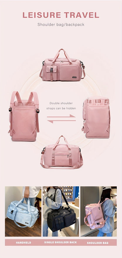 Multifunctional Women's Travel and Fitness Bag - Stylish Pink, Large Capacity, Separate Footwear Compartment