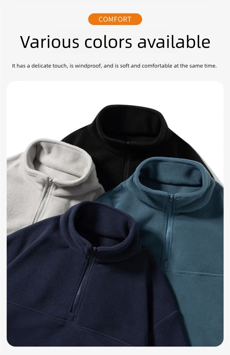 2025 New Style Stand Collar Sweater Half Zipper Pullover Long Sleeve Polar Fleece Men's Autumn And Winter Thick Base Warm