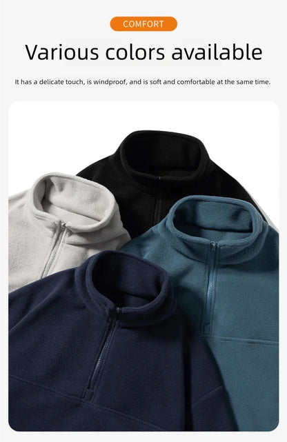 2025 New Style Stand Collar Sweater Half Zipper Pullover Long Sleeve Polar Fleece Men's Autumn And Winter Thick Base Warm