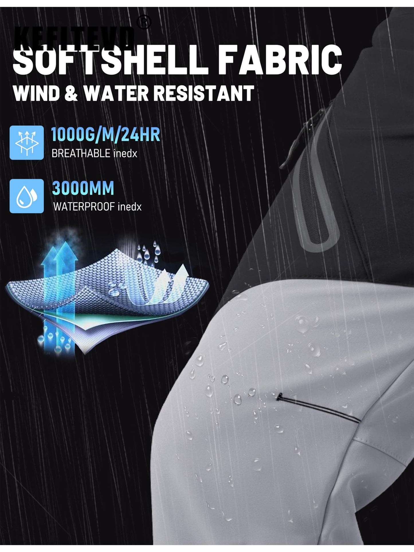 KEFITEVD Men's Winter Warm Snow Skiing Pants Waterproof Windproof Hunting Hiking Pants Trousers Outdoor Fleece Soft Shell Pants