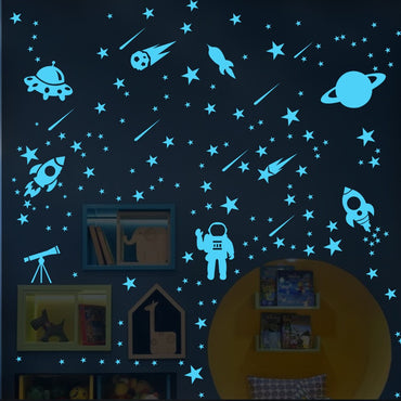 1Set Fluorescent Meteor Stars Glow in the Dark Wall Stickers for Kids Room Bedroom Home Decoration Ceiling Decoration Decals
