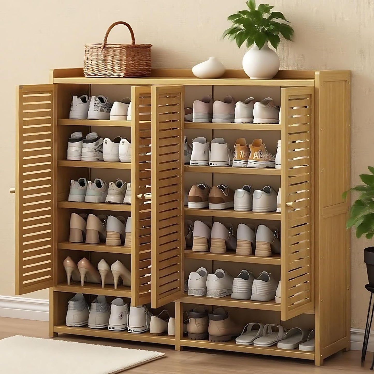 7-Tier Shoe Cabinet with Doors, 36-40 Pairs Large Shoe Storage Cabinet, Freestanding Shoe Rack for Entryway, Hallway, Bedroom,