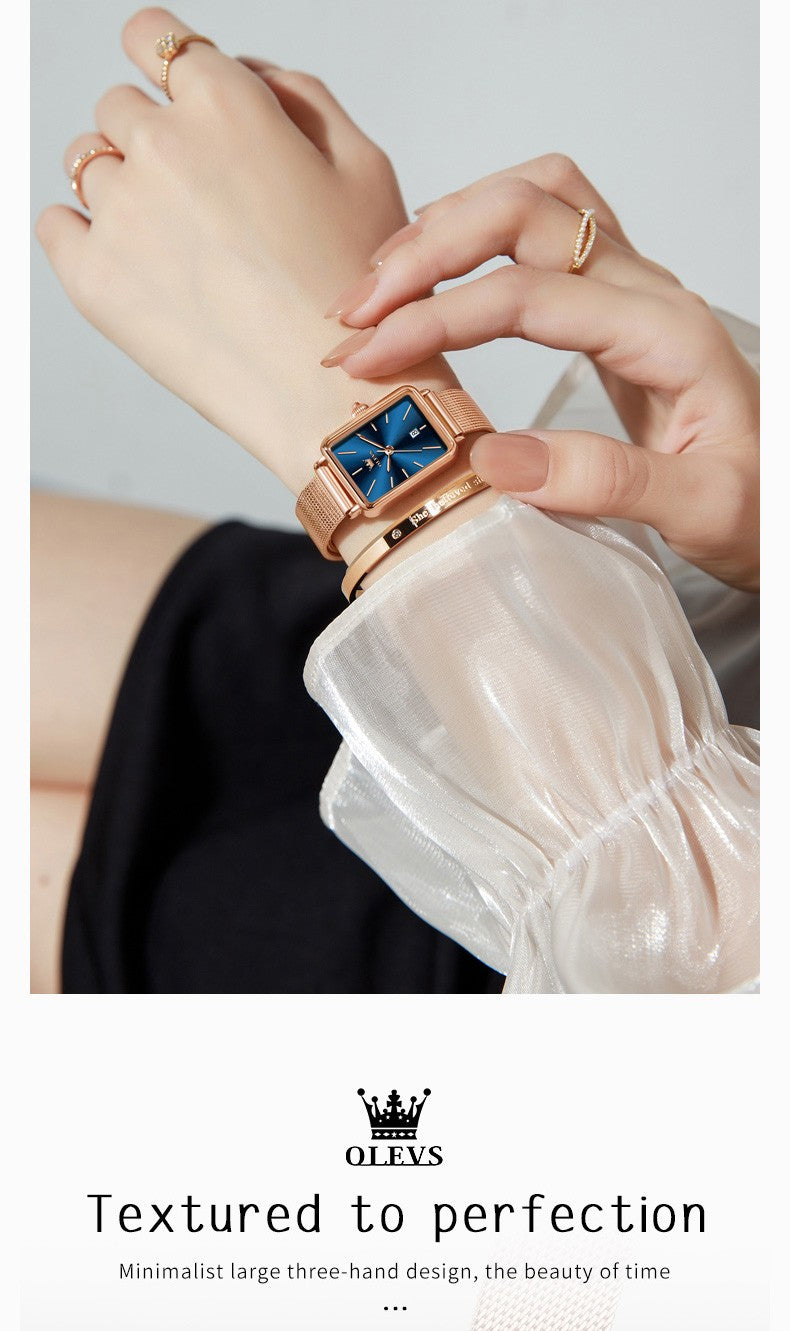 OLEVS Ultra Thin 8mm Women's Watches With Gift Box Fashion Elegant Rose Gold Mesh Steel Strap Luxury Quartz Watch for Woman 3692