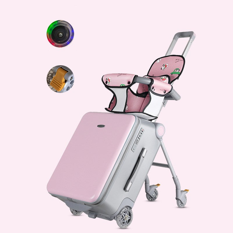 Mala de Viagem Infantil com Rodas Giratórias, Malas Grandes com Design de Assento Infantil, Bagagem de Mão Rígida de 20 Polegadas para Viagem