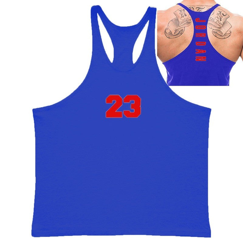 Men’s Tank Tops Summer Breathable Y-shaped Vest Outdoor Brand Pure Cotton Sleeveless Swearshirt Fitness Tops Basketball Jersey