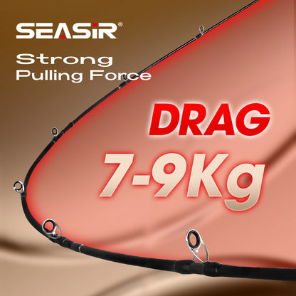 Vara de Pesca para Spining e Casting Seasir Salminus XF M/MH, Passadores FUJI O, 1,83M, Arrasto 7-9KG, 4 Partes, Alta Potência, Vara de Viagem Versátil