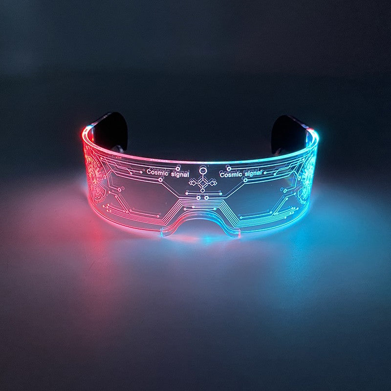 Led Luminous Glasses Bar Masquerade Concert Rave Goggles Rainbow Space Robot Futuristic Led DJ LIGHT Glasses Star Y2k Glasses