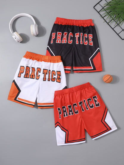 3 Pcs Children's Sports Quick-drying Multicolor Collocation Combination Basketball Pants Boy Playing Training Running 5 Pants