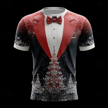 2025 Christmas Men's T-shirt Clothing Fashion Christmas Tree Graphic Print T-shirts New Large Size Short Sleeve T Shirt For Men