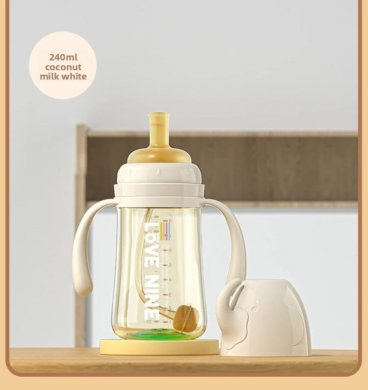 300ML PPSUTemperature-Sensitive Anti-Flatulence Feeding Bottle Baby Straw Cup Drop-Resistant Direct Drink No-Spill Cup1-3Weaning