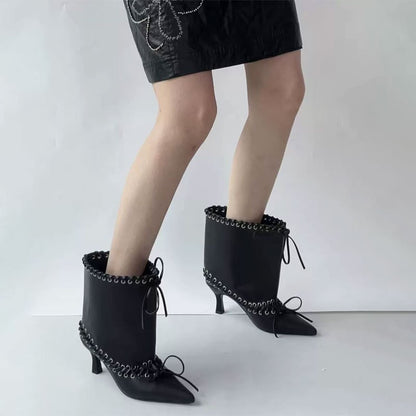 6.5 cm Heel Short Boots Pointed Fashionable Buckle Fashion Versatile Cool Women Boots Women Shoes  Ladies Shoes Botas De Mujer