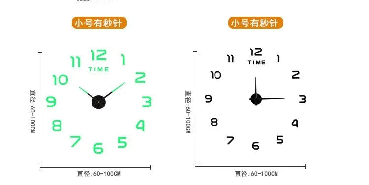 Fashion Modern Design Large Wall Clock 3D DIY Quartz Clocks Watches Acrylic Mirror Stickers Living Room Home Decor Horloge