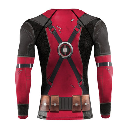 Halloween T-Shirt Red Shirt Men Tanks Halloween Cosplay Costume Hero Long Sleeved Tees Tanks Men Top Carnival Party Outfit
