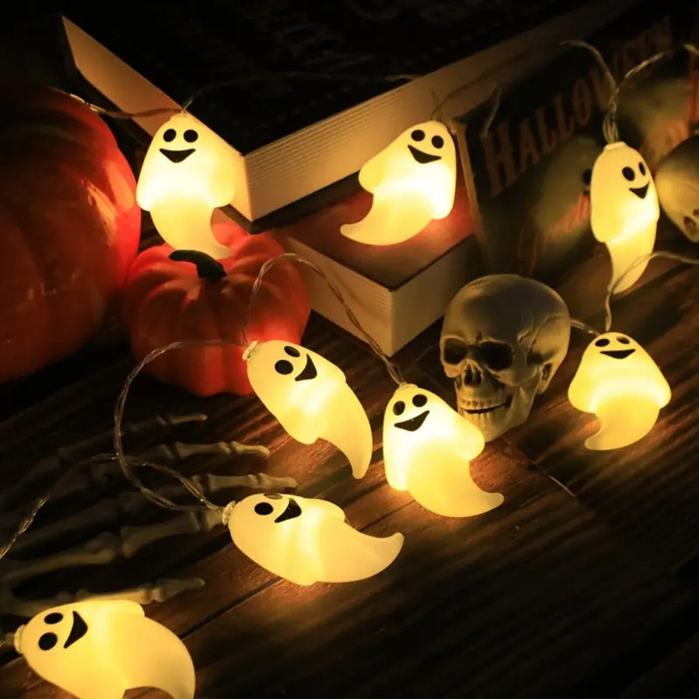 1PC LED Ghost String Lights Festival Decoration Haunted House Party Props Mood Lighting for Indoor Outdoor Halloween Decor