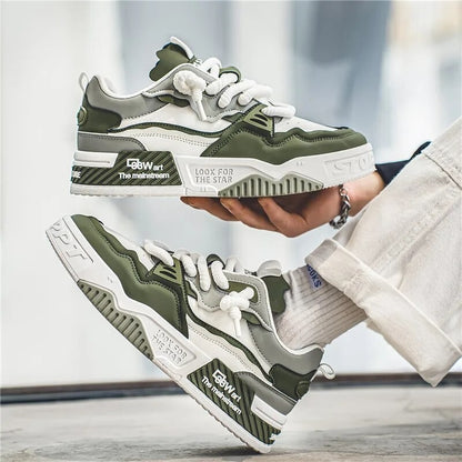 Men's Trendy Skate Shoes, Comfy Non Slip Casual Lace Up Sneakers For Men's Outdoor Activities