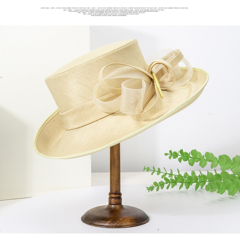 Fashion Luxury Feather Tea Party Church Photography Hat Elegant Flower Female Wide Brim Banquet Fascinator Wedding Formal Hats