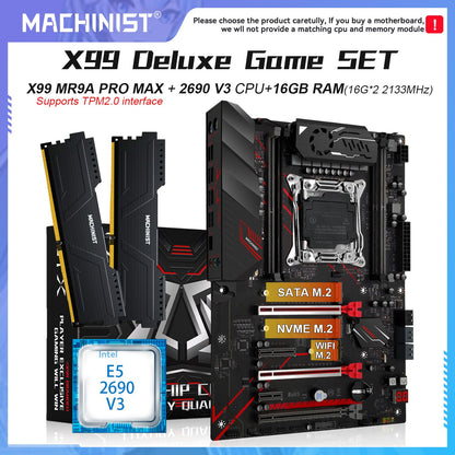 Conjunto de placa-mãe MACHINIST X99 MR9A PRO MAX LGA2011-3 CPU Xeon E5 2690 V3 e kit de memória DDR4 32GB NVME M.2 SATA Quatro canais