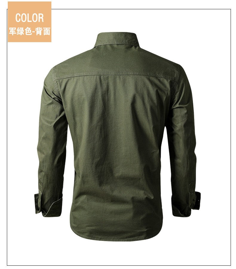 Mens Katoen Militaire Shirts Mannen Lange Mouwen Casual Dress Shirt Mannelijke Cargo Werk Shirts Heren Werken Shirts