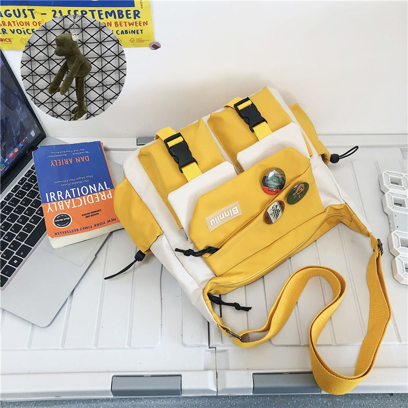 Japanese Simple Messenger Bag Student Nylon Waterproof Canvas Handbag Shoulder Crossbody Bags for Women Men Satchels Bolsas