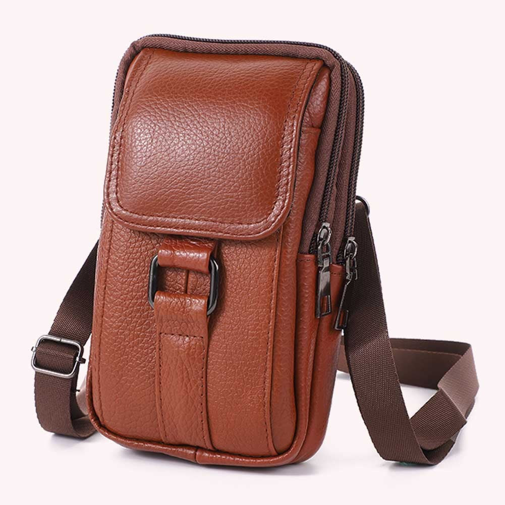 Portable Crossbody Bags Cowhide Leather Men Messenger Bags Fashion Simple Multi-pockets Casual for Outdoor Sport