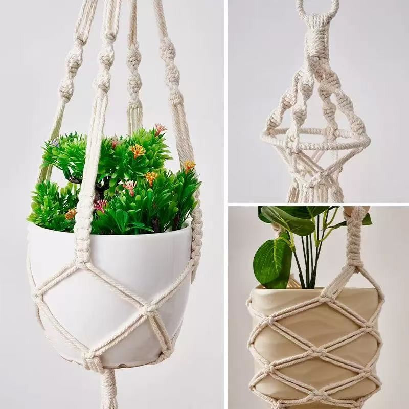 Hanging Plant Handmade Macrame Plant Hanger Flower Pot Planter Hanger Wall Decor Courtyard Garden Hanging Planter Hanging Basket