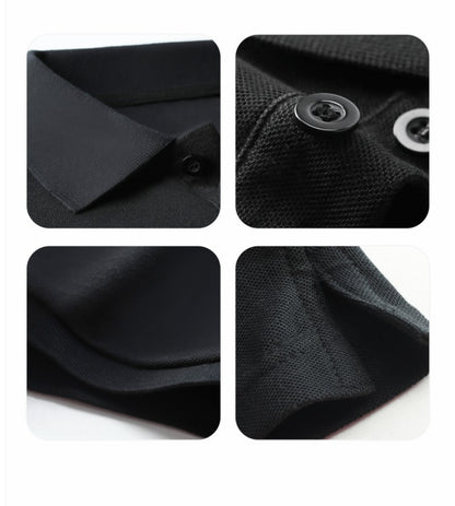 Cotton long sleeved polo shirt, men's and women's breathable spring and autumn T-shirt, printed logo embroidery workwear