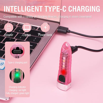 EDC Flashlight 400LM Uv Light Waterproof Usb Rechargeable Small Keychain Pocket Camping Work Mini Led Emergency Portable Outdoor