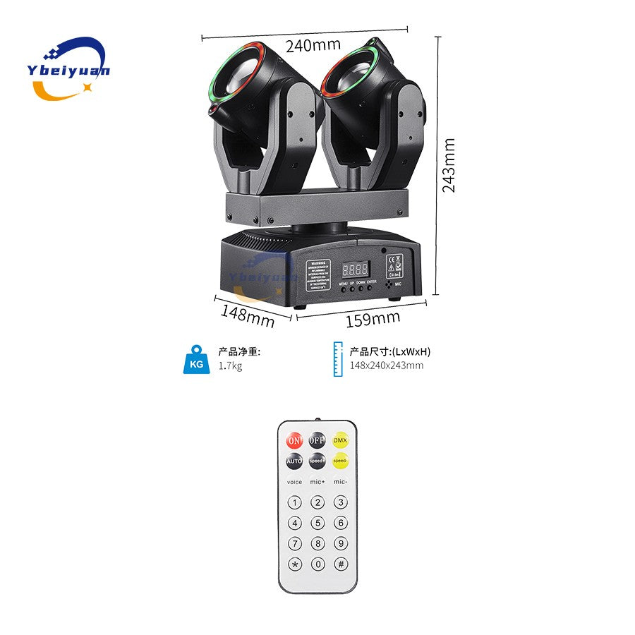 New Double Head Moving Head Beam Light With Aperture Remote Control DMX512 DJ Disco Bar Christmas Birthday Party Effect Light