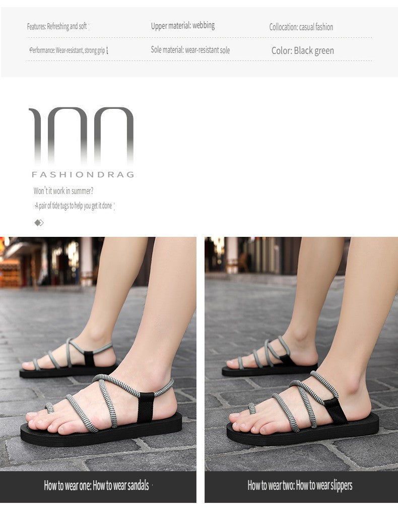 Summer Casual Durable Slippers,Men's Summer Slip-on Anti-slip Outdoor Casual Sandals,Flip-flops for The Beach with Open Toes