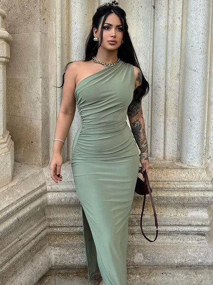 Summer Women' Maxi Dresses Sexy Split Fashion Sleeveless Backless Slim Dress Female Casual Streetwear Club Elegant Party Dresses